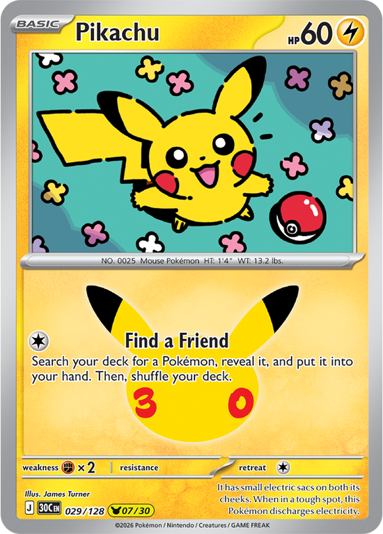 Pikachu 029/128 - 07/30 Pikachu Rare