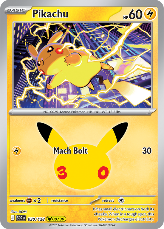 Pikachu 030/128 - 08/30 Pikachu Rare