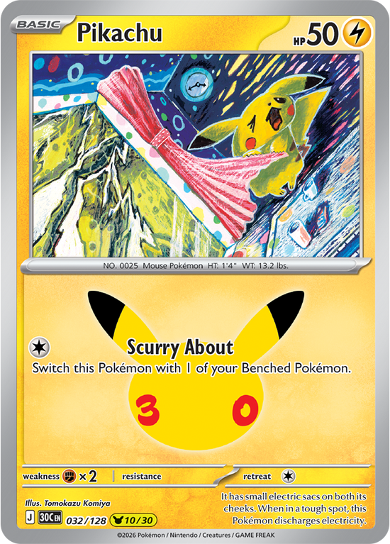 Pikachu 032/128 - 10/30 Pikachu Rare