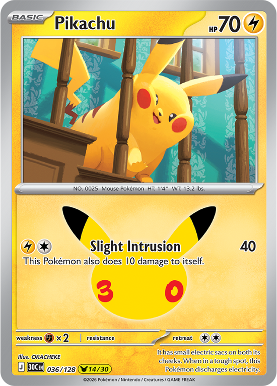Pikachu 036/128 - 14/30 Pikachu Rare