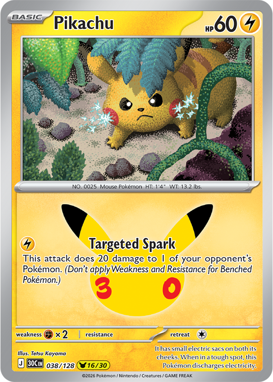 Pikachu 038/128 - 16/30 Pikachu Rare
