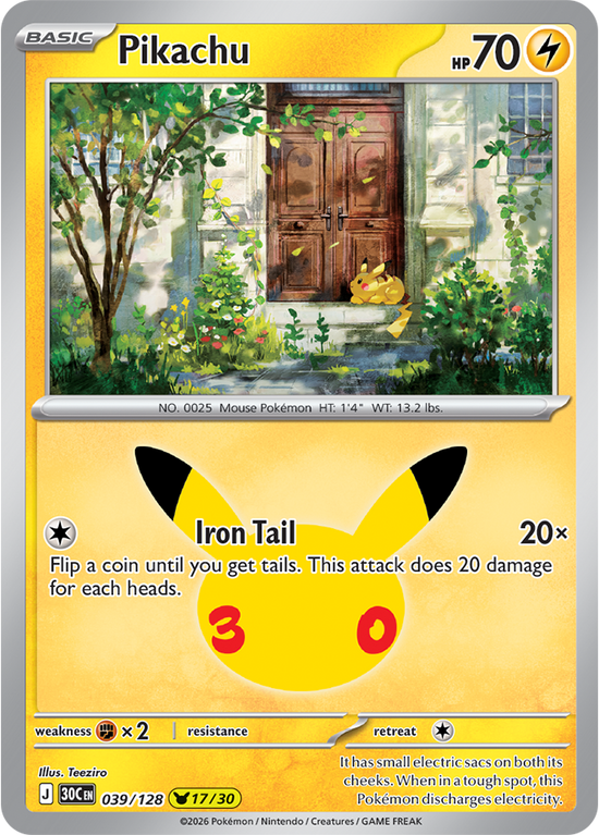 Pikachu 039/128 - 17/30 Pikachu Rare