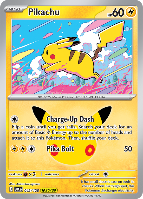 Pikachu 042/128 - 20/30 Pikachu Rare