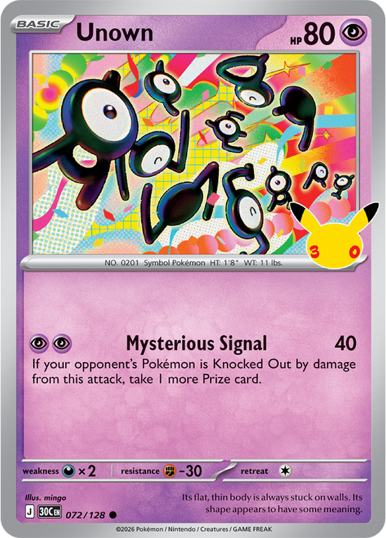 Unown 072/128 - Rare Holo