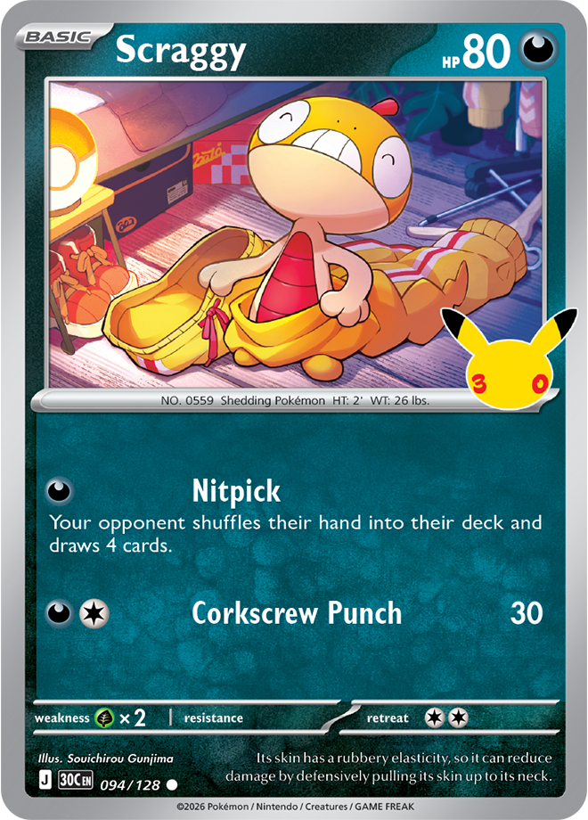 Scraggy 094/128 - Rare Holo