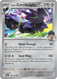 Hop's Corviknight 108/159 - Uncommon - Reverse Holo-Kantocards