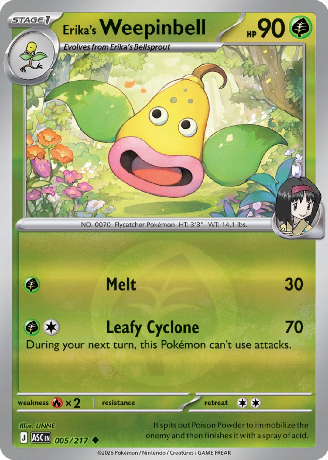 Erika's Weepinbell 005/217 - Uncommon - Reverse Holo