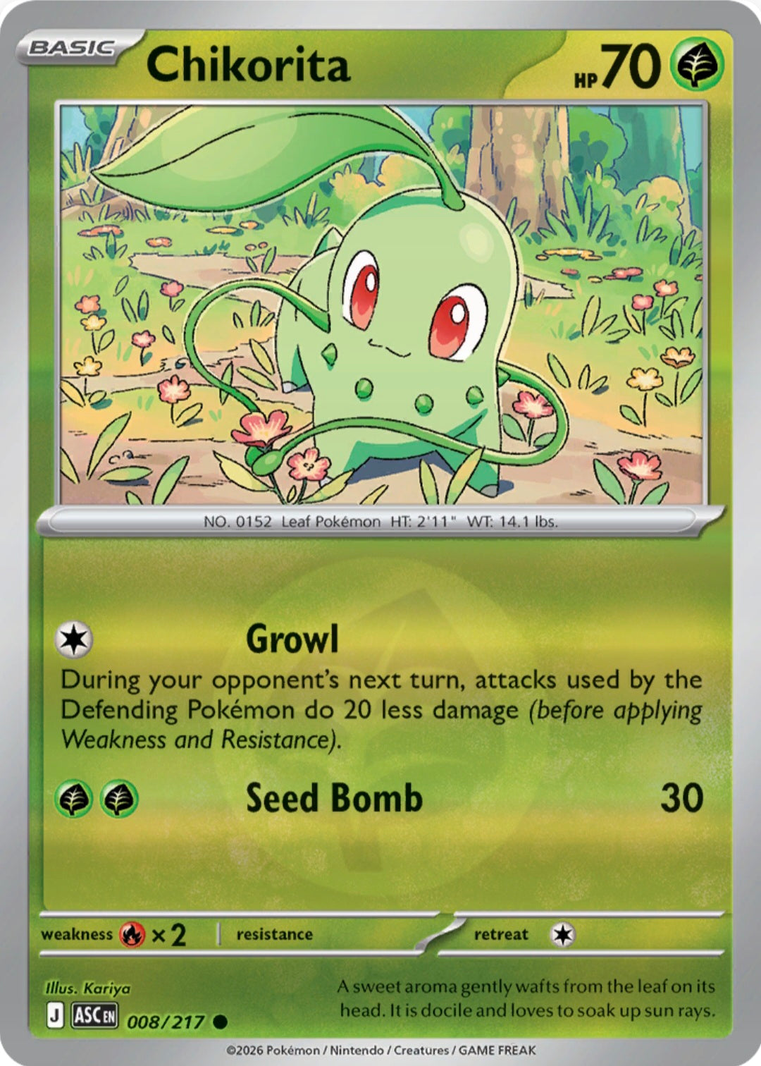 Chikorita 008/217 - Common - Reverse Holo