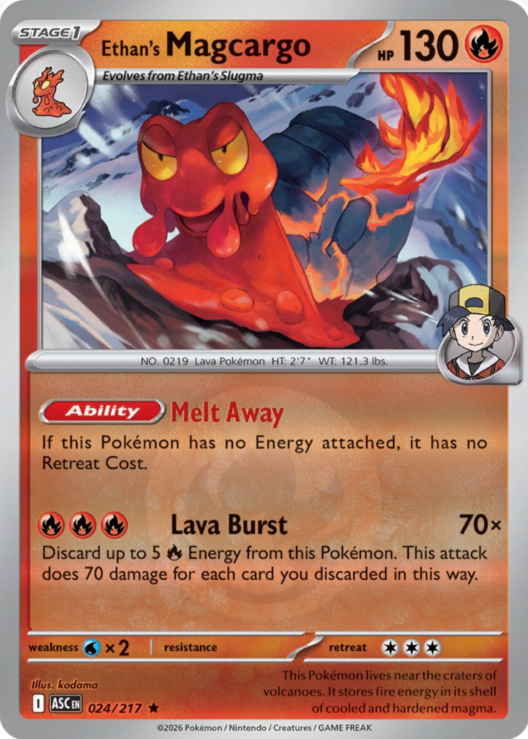 Ethan's Magcargo 024/217 - Rare - Reverse Holo