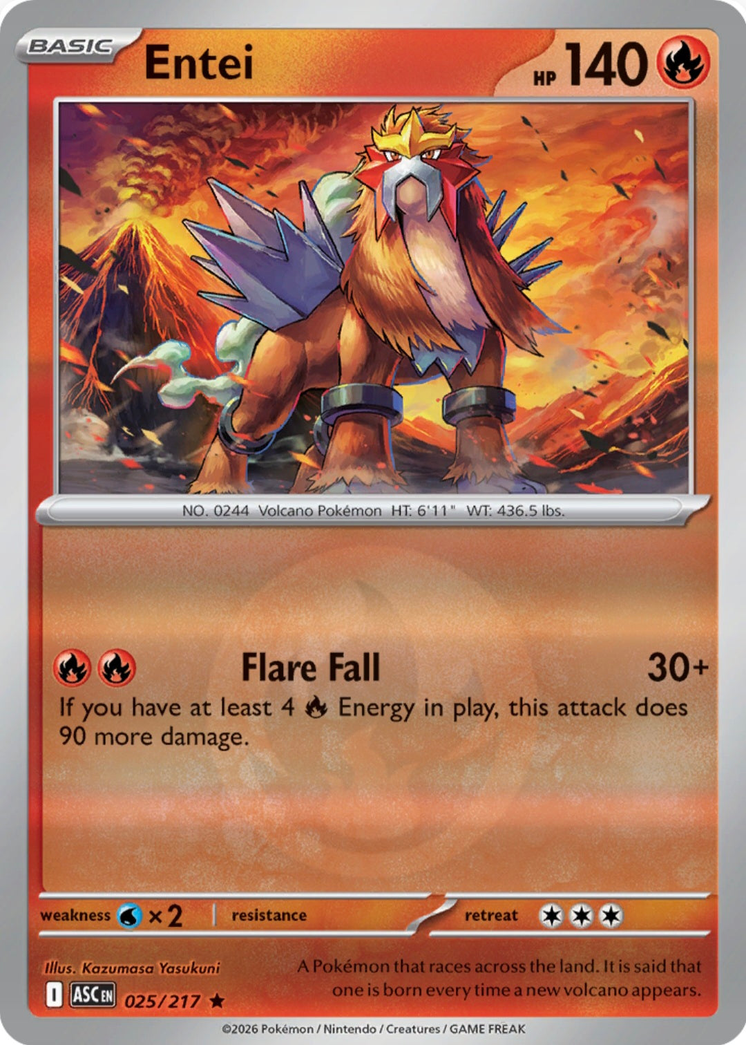 Entei 025/217 - Rare - Reverse Holo