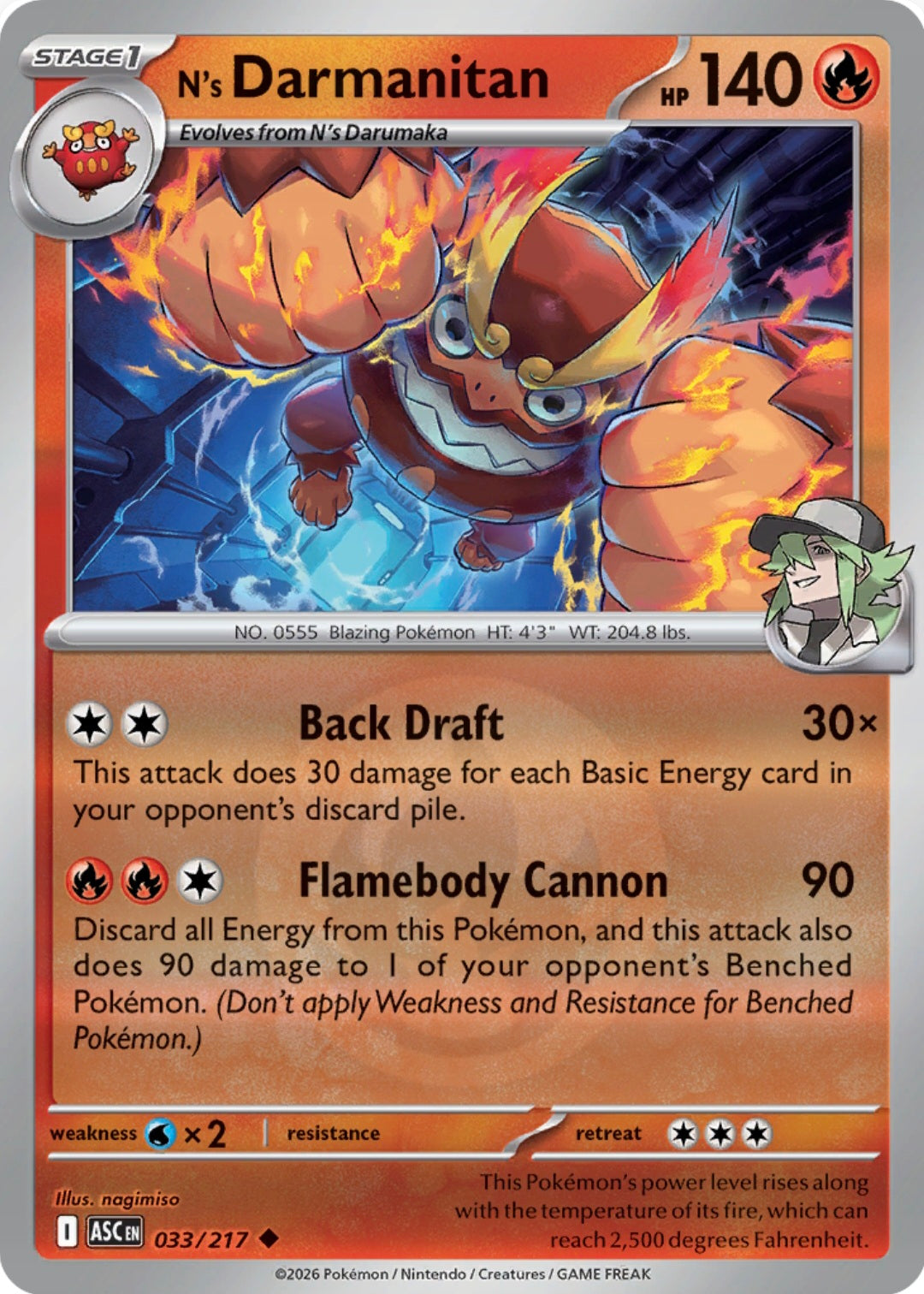 N's Darmanitan 033/217 - Uncommon - Reverse Holo