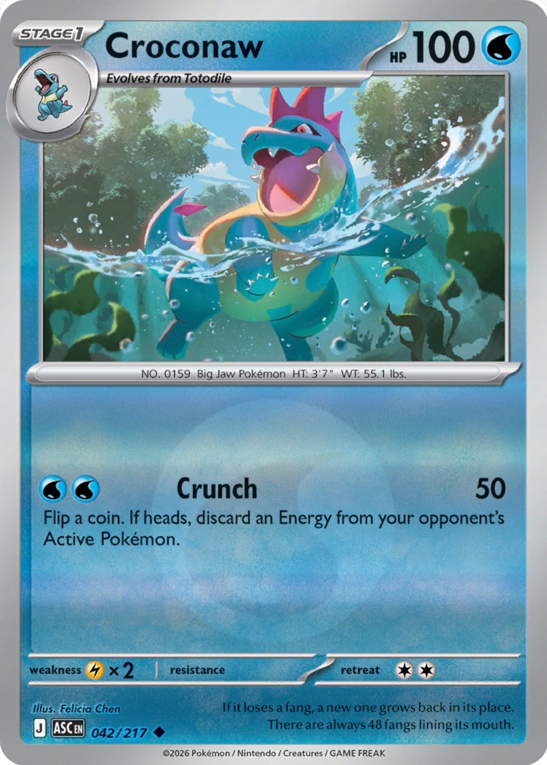 Croconaw 042/217 - Uncommon - Reverse Holo