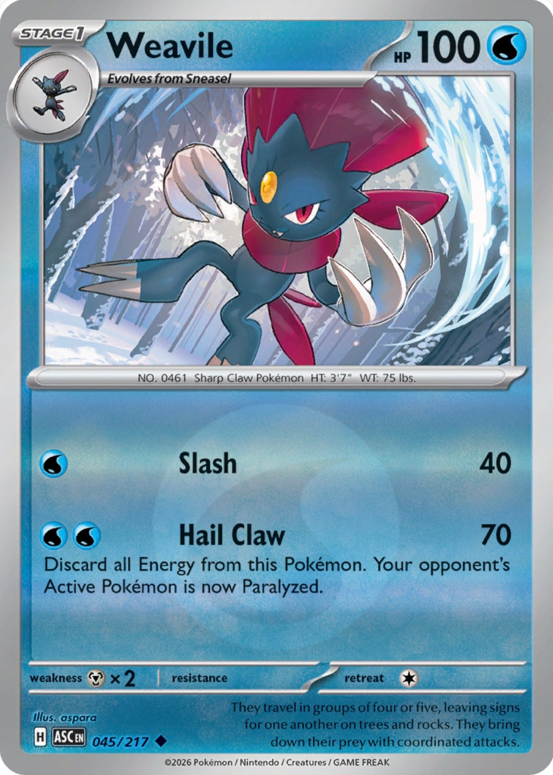 Weavile 045/217 - Uncommon - Reverse Holo