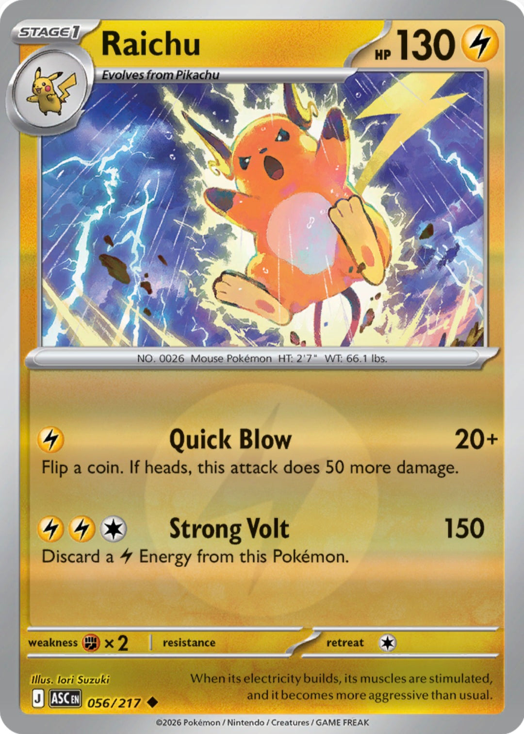 Raichu 056/217 - Uncommon - Reverse Holo