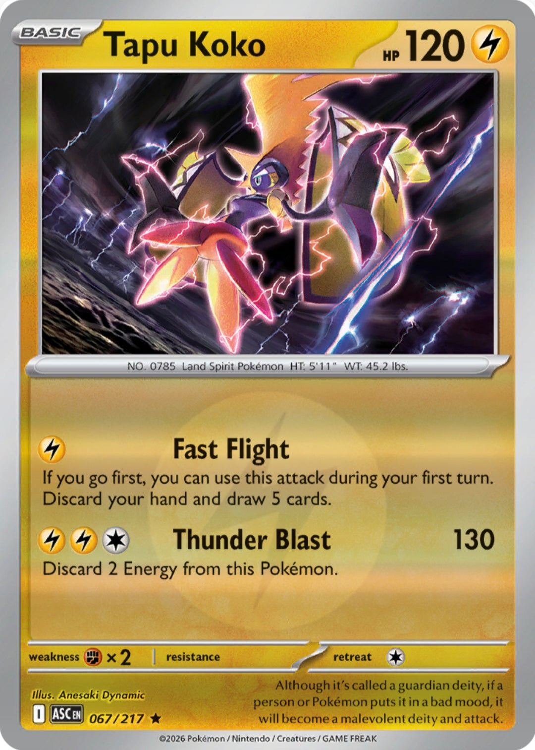 Tapu Koko 067/217 - Rare - Reverse Holo