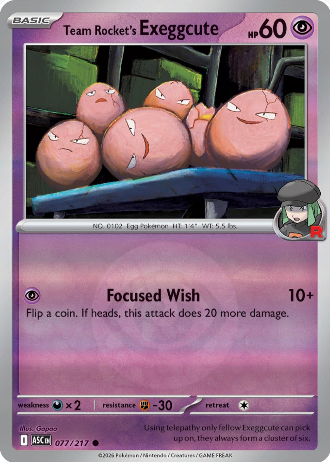Team Rocket's Exeggcute 077/217 - Common - Reverse Holo