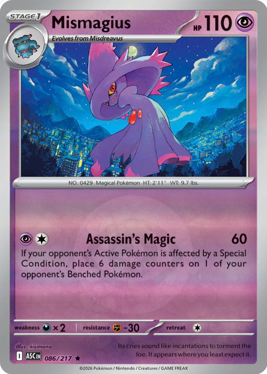 Mismagius 086/217 - Rare - Reverse Holo