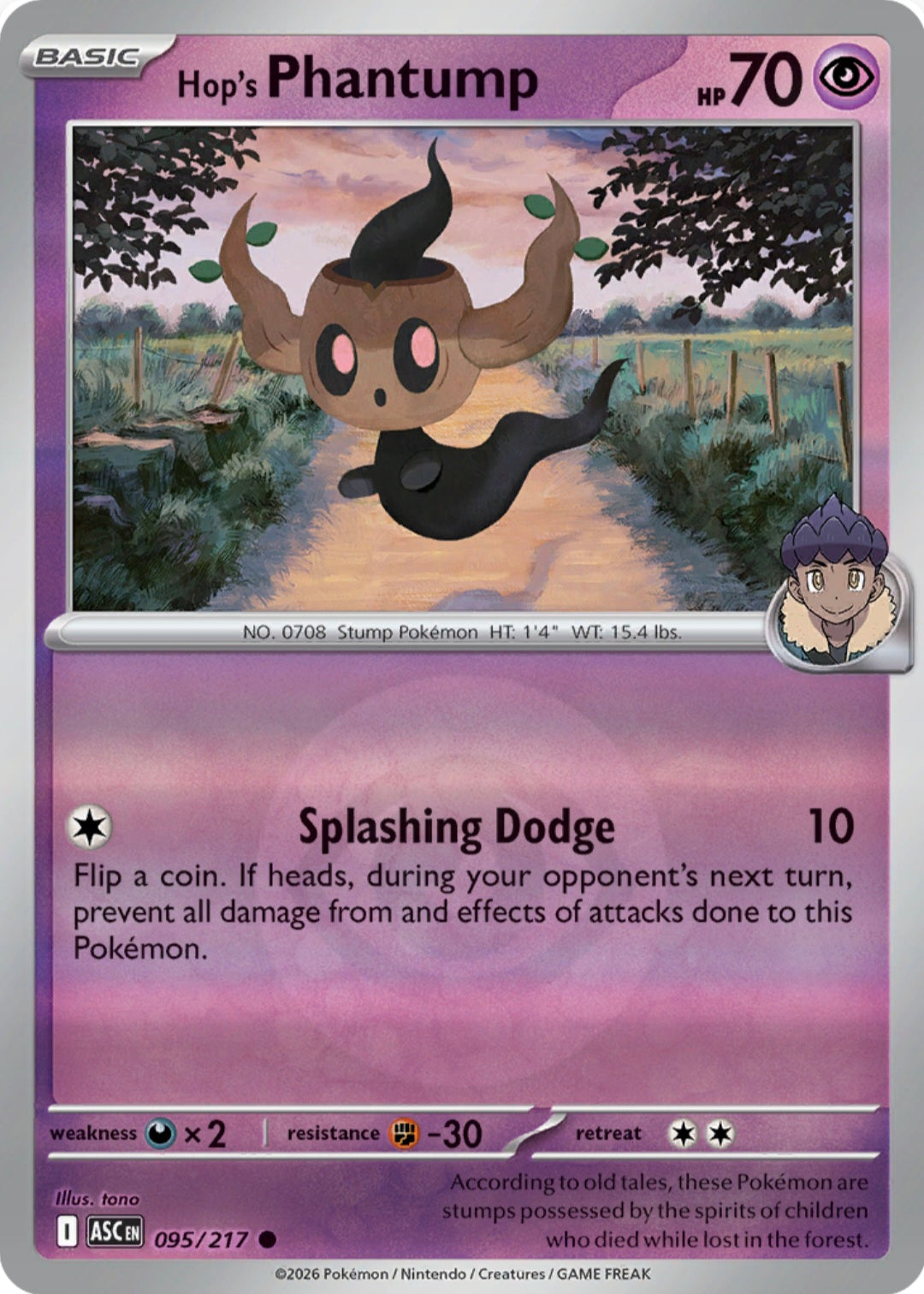 Hop's Phantump 095/217 - Common - Reverse Holo