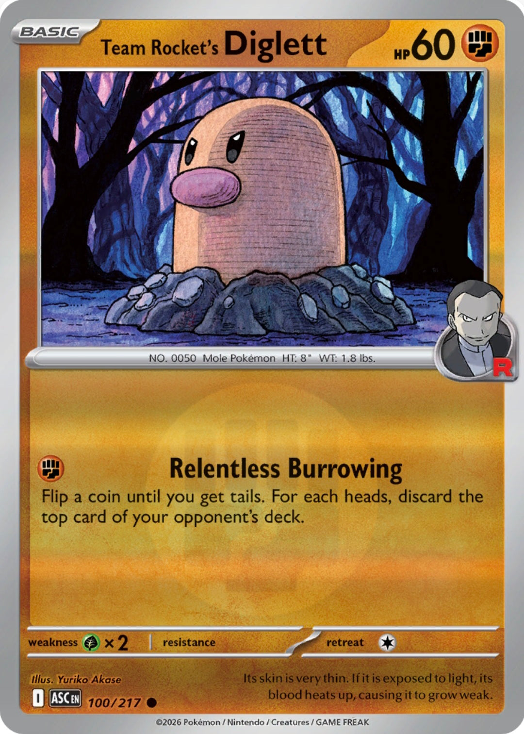 Team Rocket's Diglett 100/217 - Common - Reverse Holo