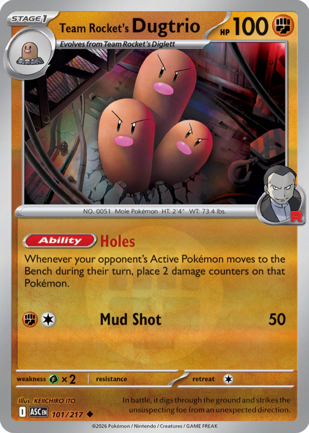 Team Rocket's Dugtrio 101/217 - Uncommon - Reverse Holo