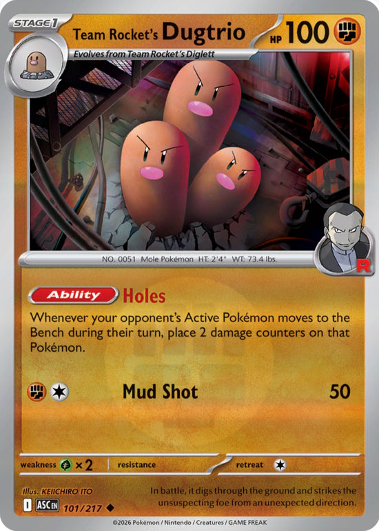 Team Rocket's Dugtrio 101/217 - Uncommon - Reverse Holo