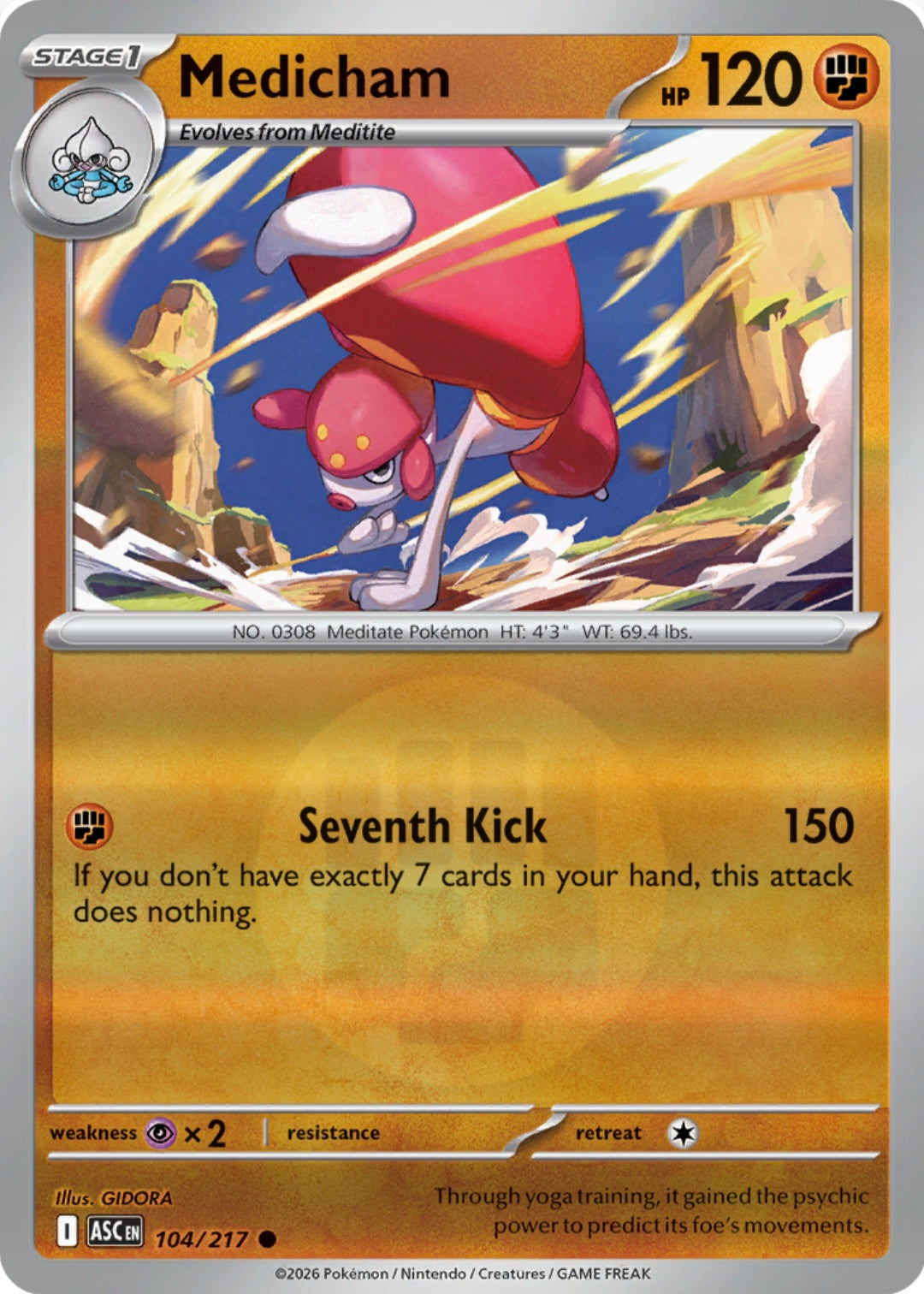 Medicham 104/217 - Common - Reverse Holo