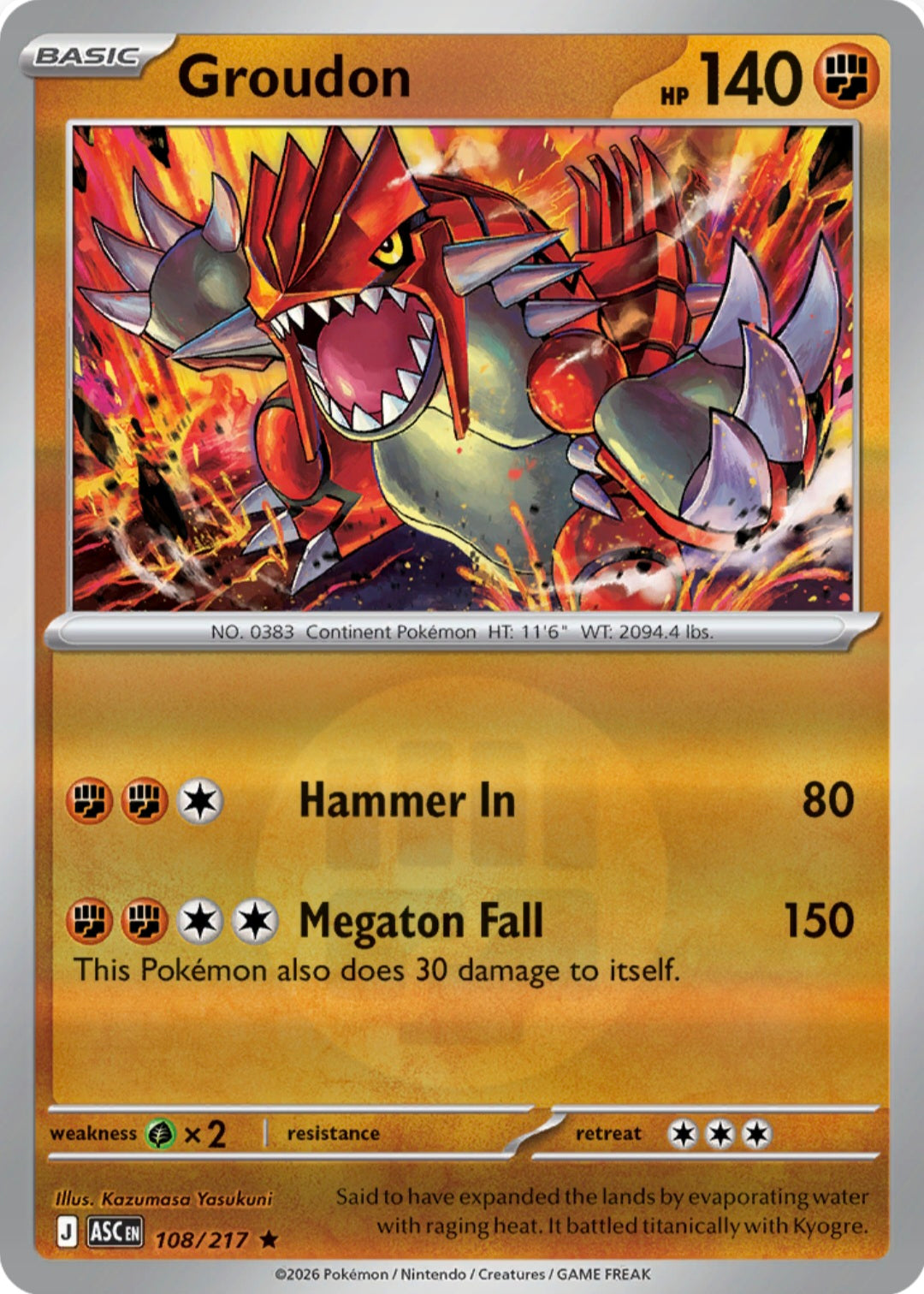 Groudon 108/217 - Rare - Reverse Holo