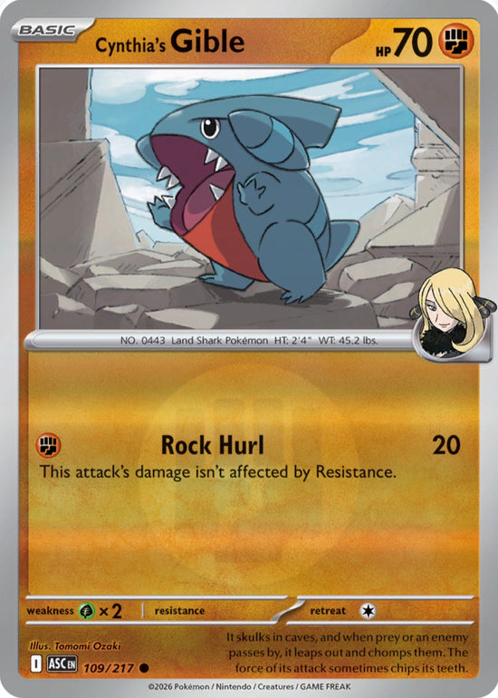 Cynthia's Gible 109/217 - Common - Reverse Holo