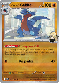 Cynthia's Gabite 110/217 - Uncommon - Reverse Holo