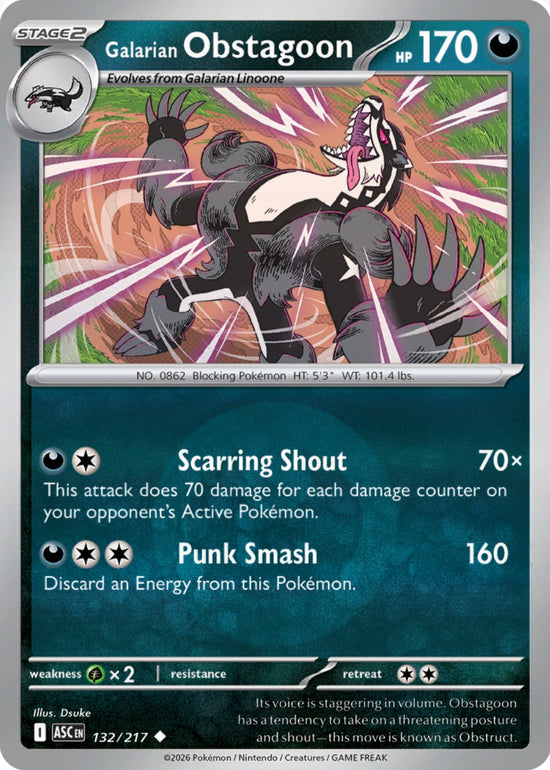 Galarian Obstagoon 132/217 - Uncommon - Reverse Holo