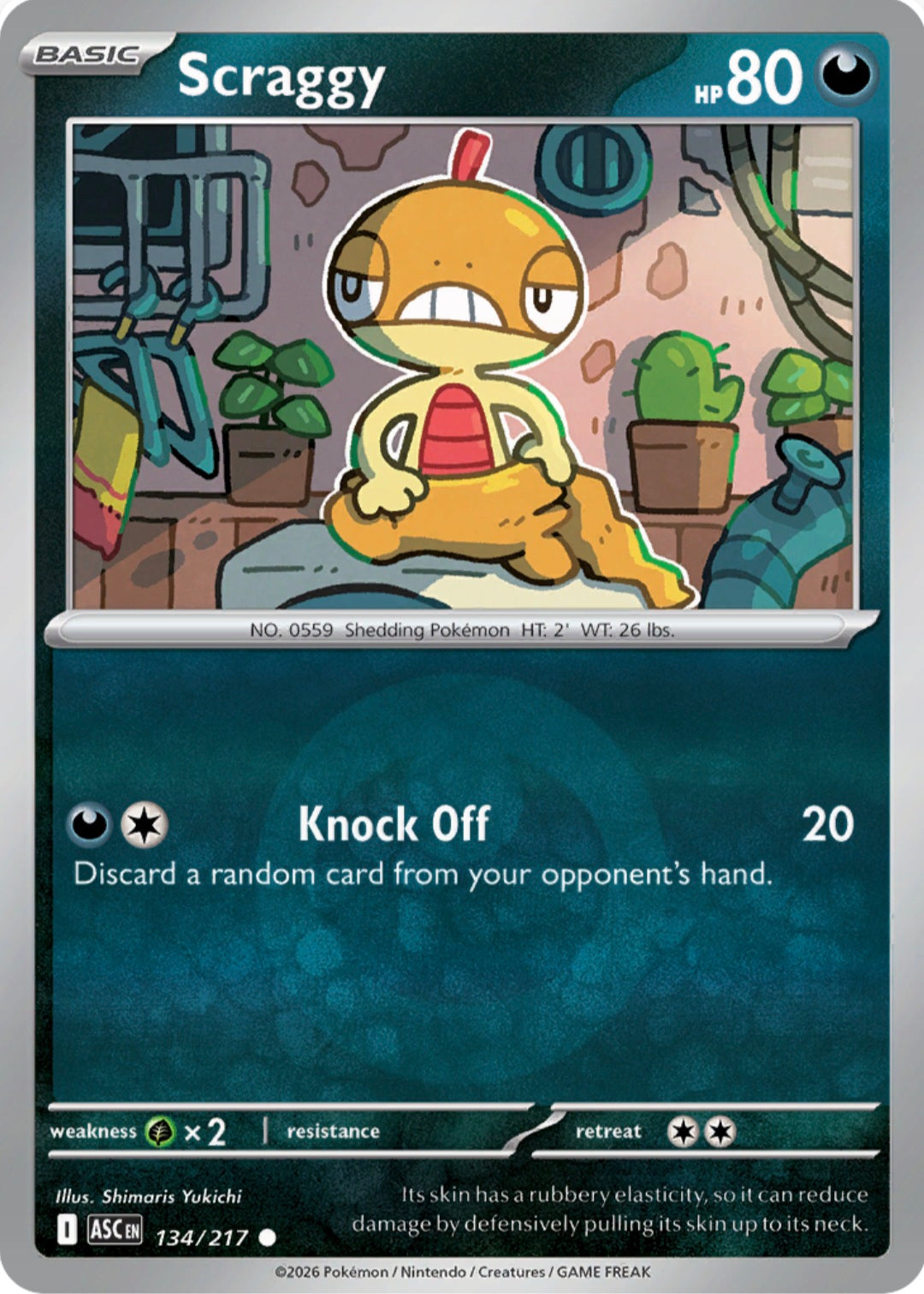 Scraggy 134/217 - Common - Reverse Holo