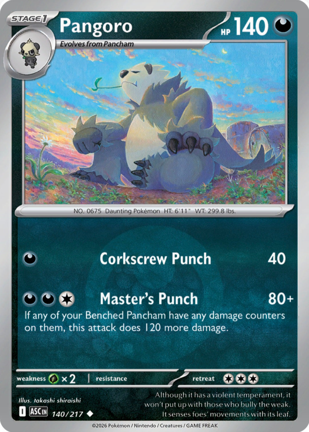Pangoro 140/217 - Uncommon - Reverse Holo