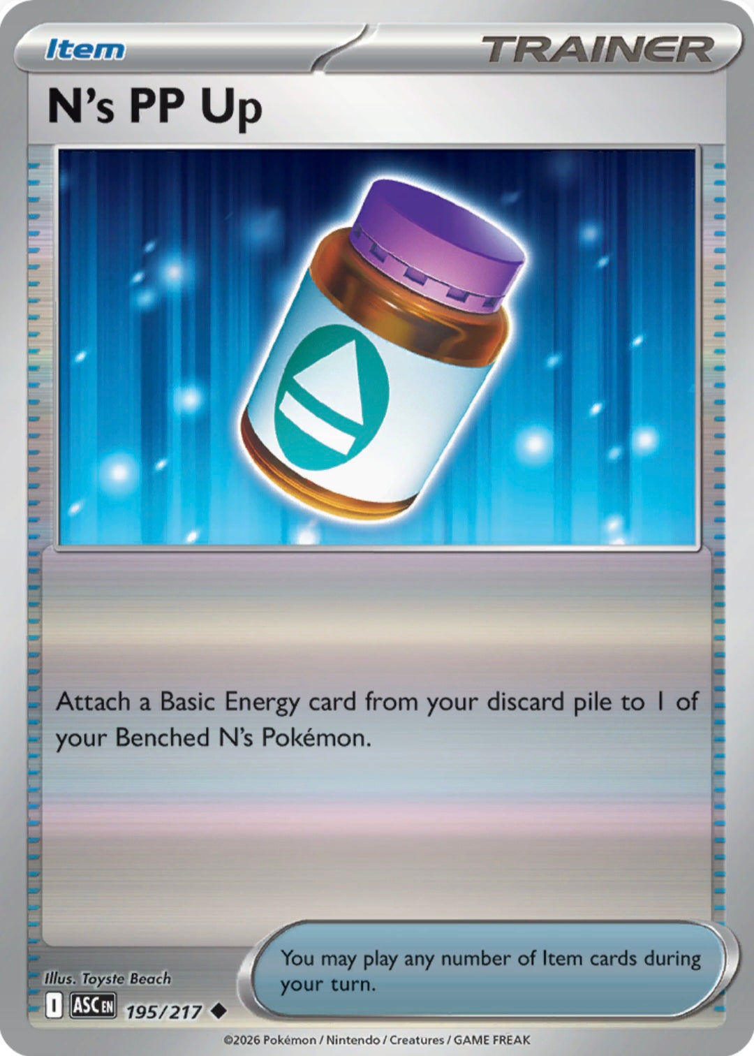 N's PP Up 195/217 - Uncommon - Reverse Holo