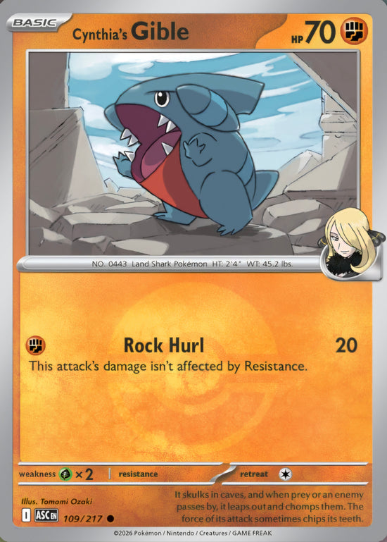 Cynthia's Gible 109/217 - Common - Poke Ball