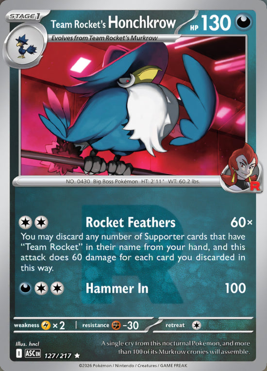 Team Rocket's Honchkrow 127/217 - Rare - Team Rocket