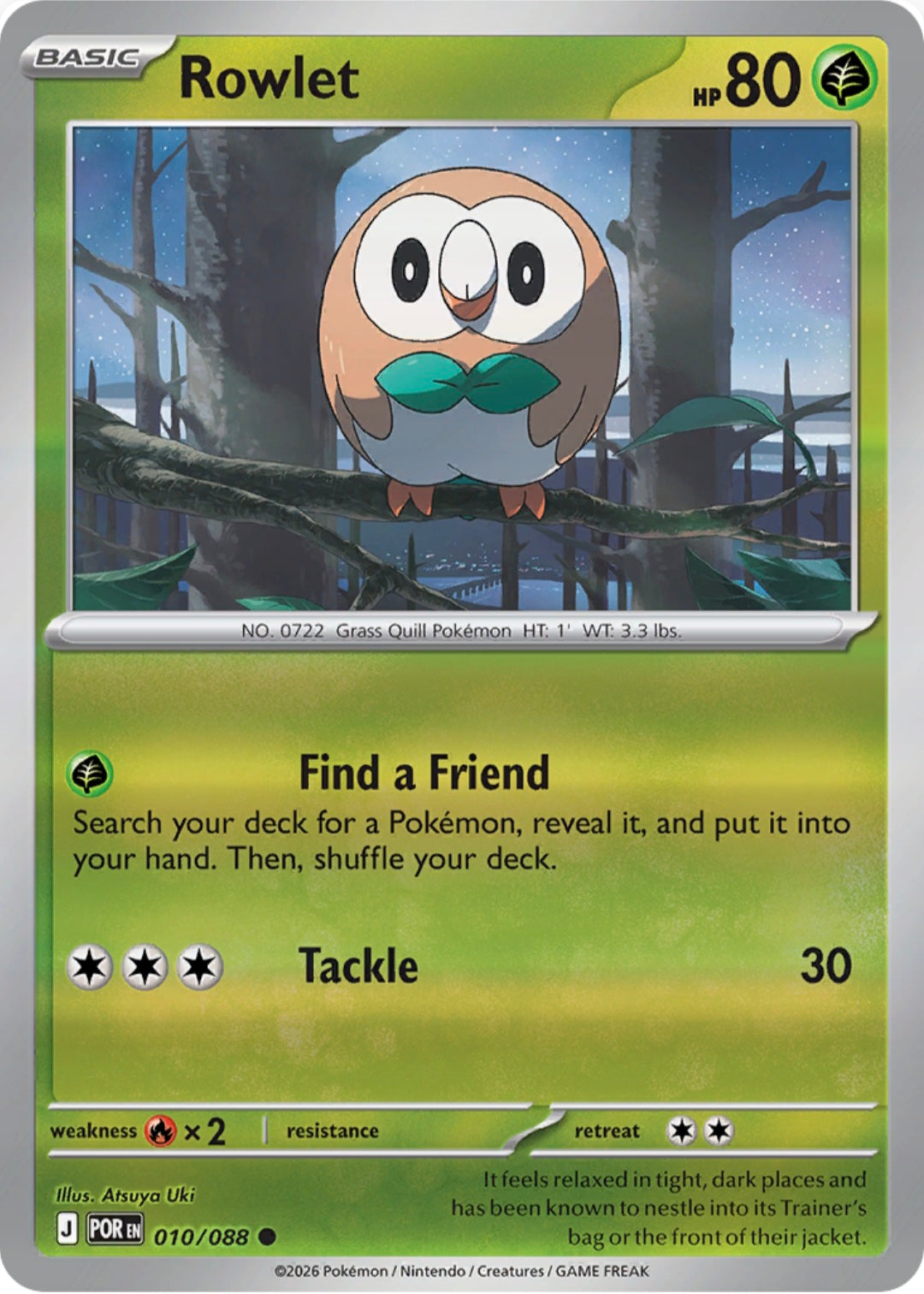 Rowlet 010/088 - Common - Reverse Holo