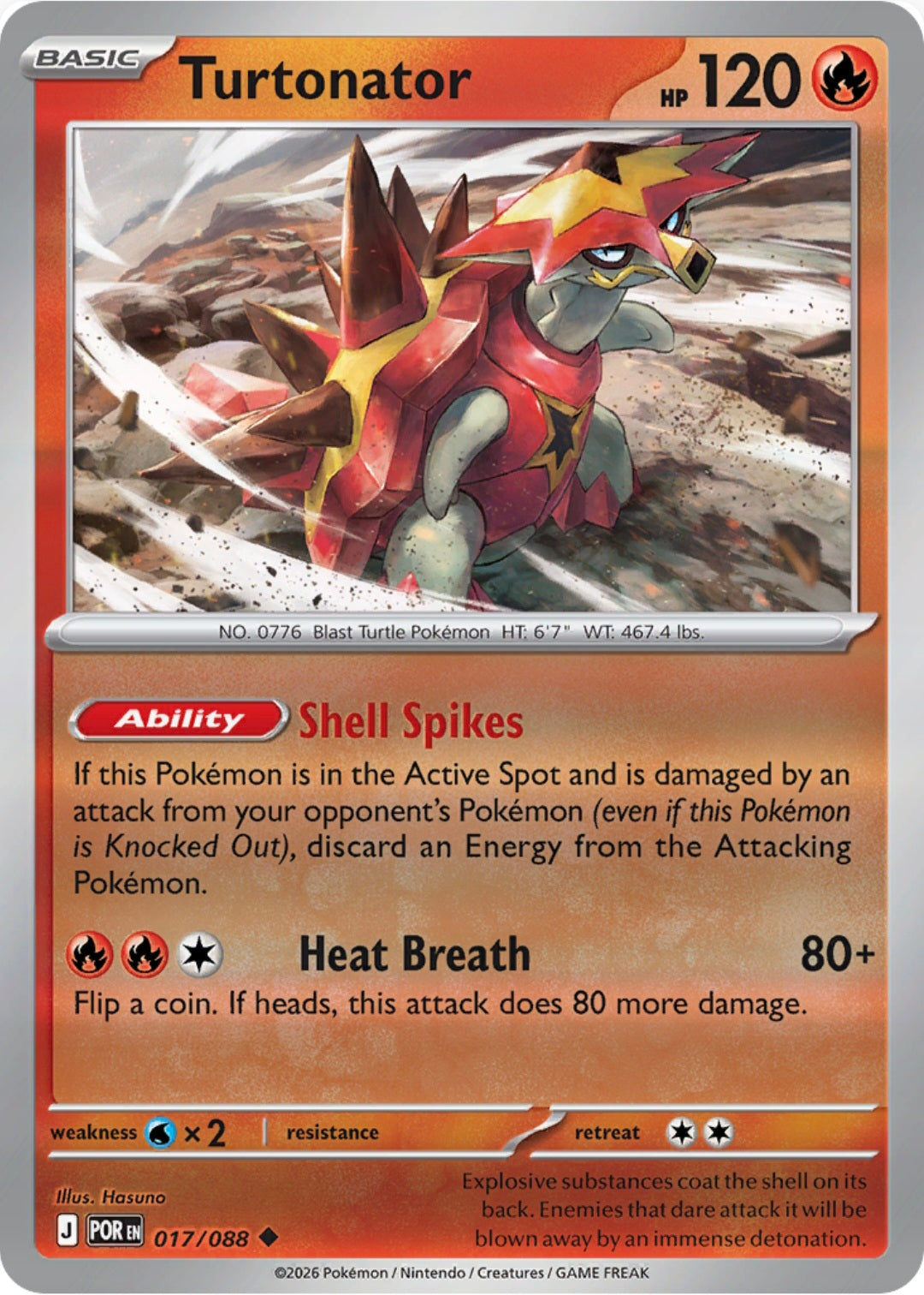 Turtonator  017/088 - Uncommon - Reverse Holo