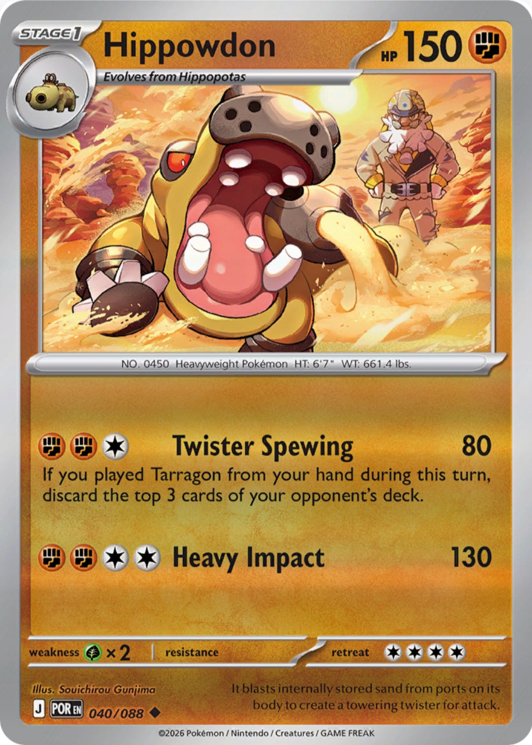 Hippowdon  040/088 - Uncommon - Reverse Holo