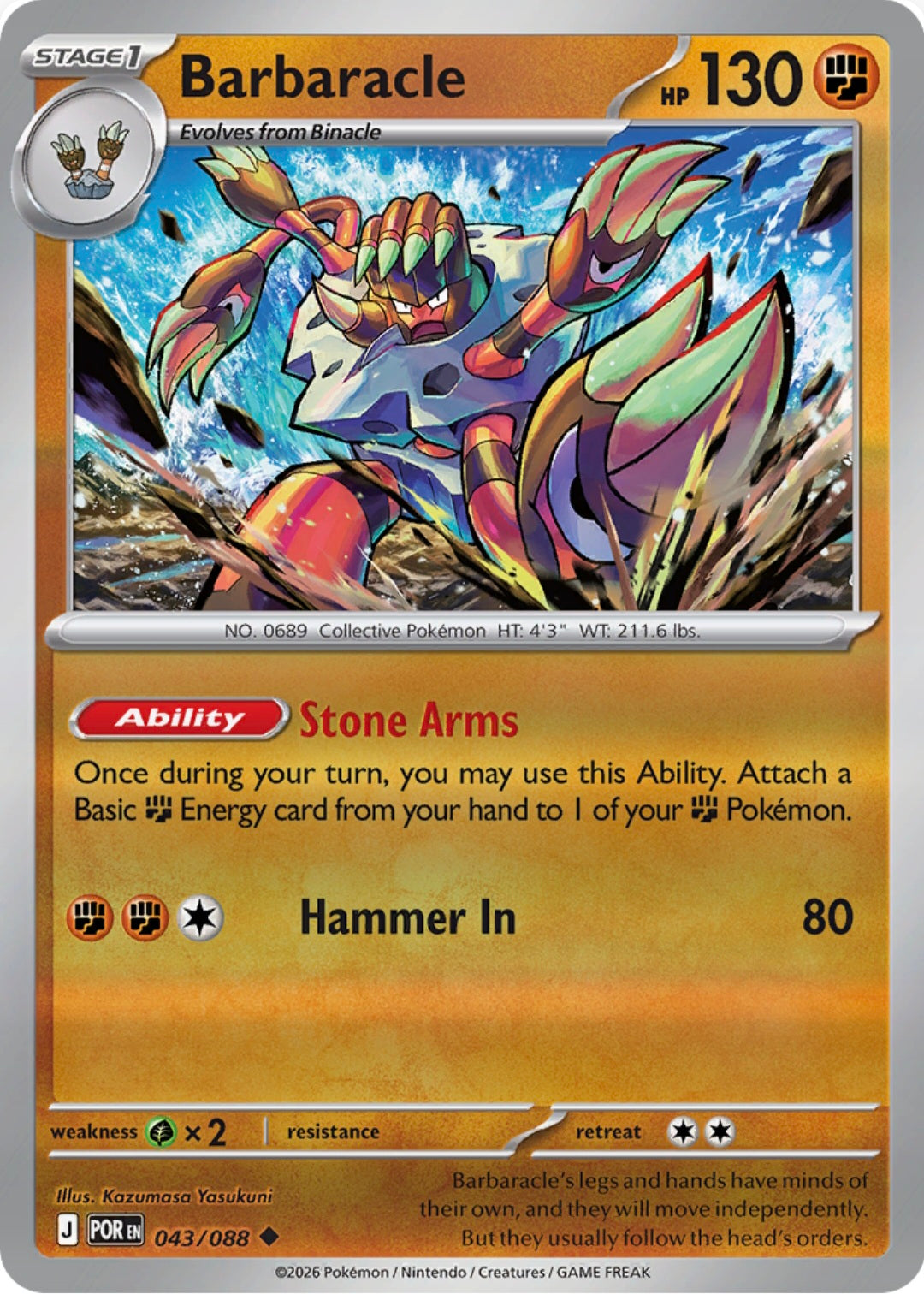 Barbaracle  043/088 - Uncommon - Reverse Holo