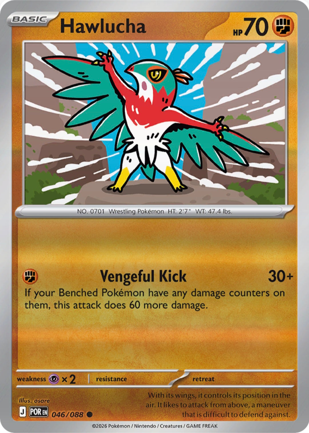 Hawlucha  046/088 - Common - Reverse Holo