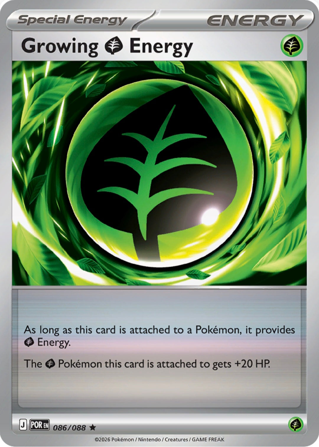 Growing Grass Energy  086/088 - Rare - Reverse Holo