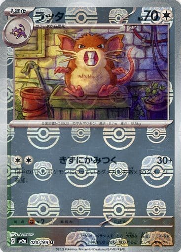 Raticate 020/165 - Reverse Holo - Master Ball - Japonés