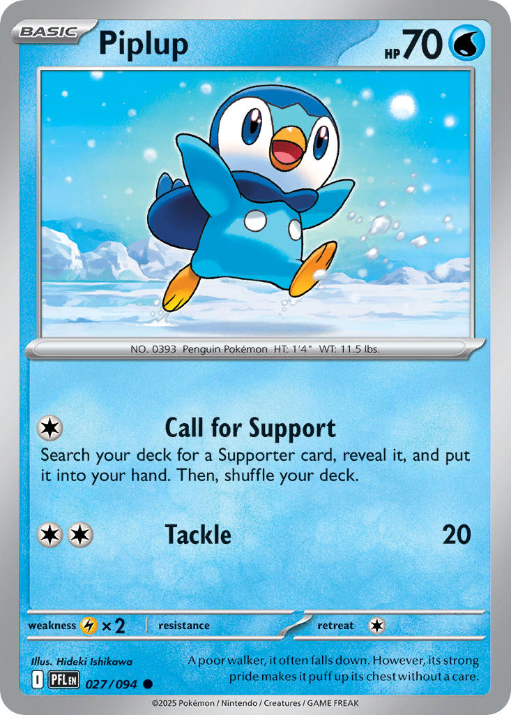 Piplup 027/094 - Common - Reverse Holo