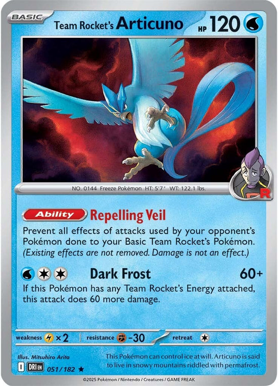 Team Rocket's Articuno 051/182 - Rare (cosmo holo)