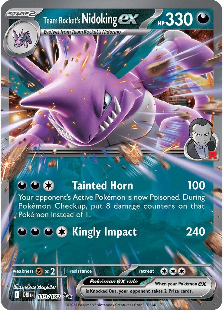 Team Rocket's Nidoking ex 119/182 - Double Rare