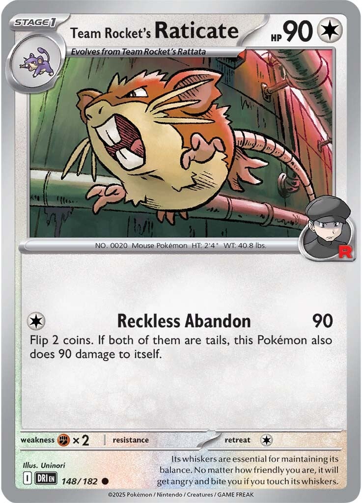 Team Rocket's Raticate 148/182 - Common - Reverse Holo