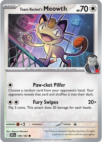 Team Rocket's Meowth 149/182 - Common - Reverse Holo-Kantocards