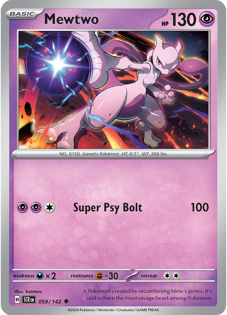 Mewtwo 059/142 - Uncommon - Reverse Holo-Kantocards