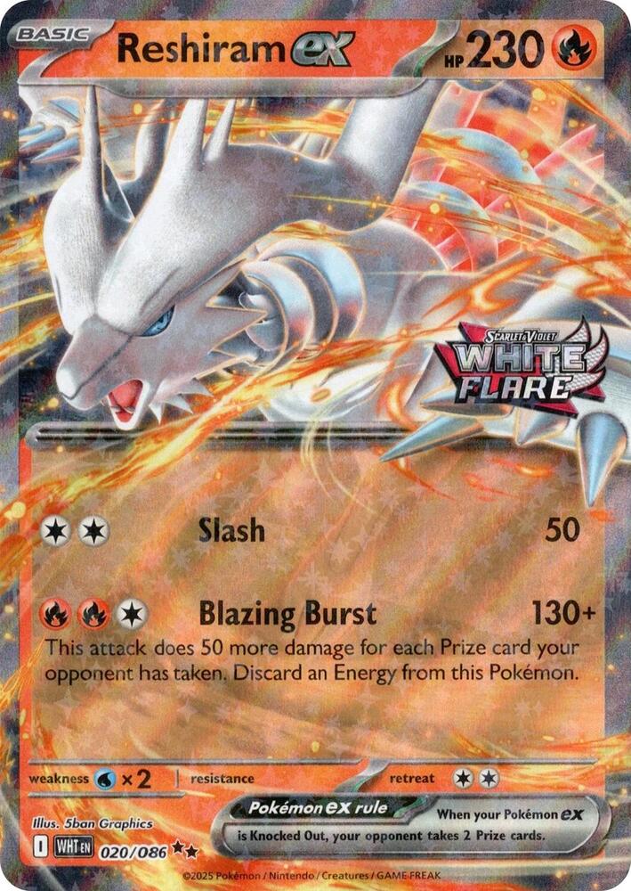 Reshiram ex 020/086 - Double Rare (White Flare Stamped)
