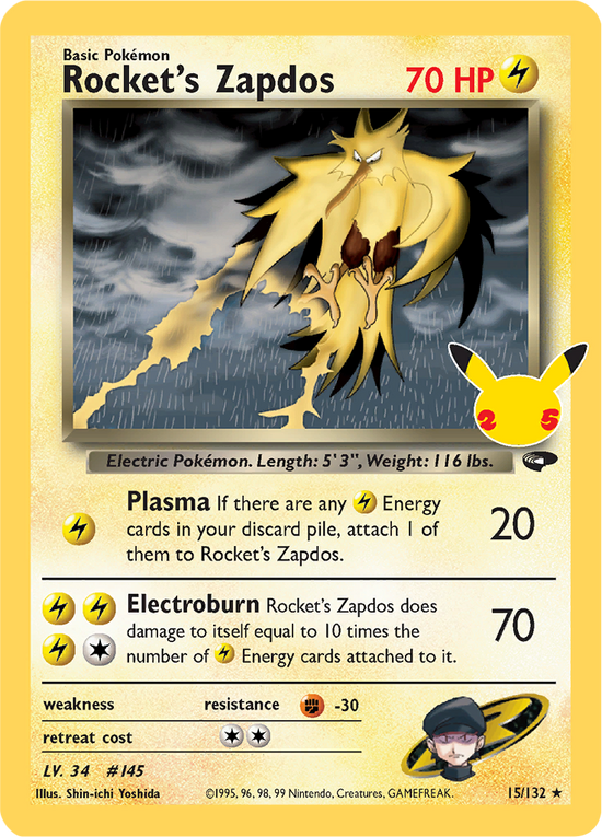 Rocket's Zapdos 15/132 (Celebrations)